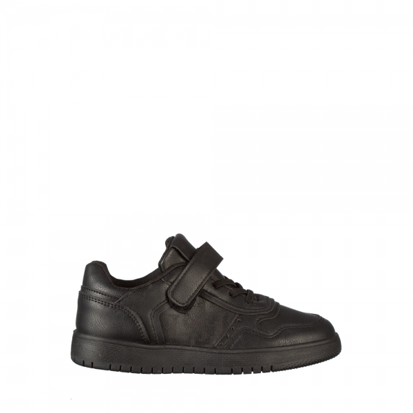 Παιδικά αθλητικά παπούτσια  μαύρα από οικολογικό δέρμα Rizza, 2 - Kalapod.gr